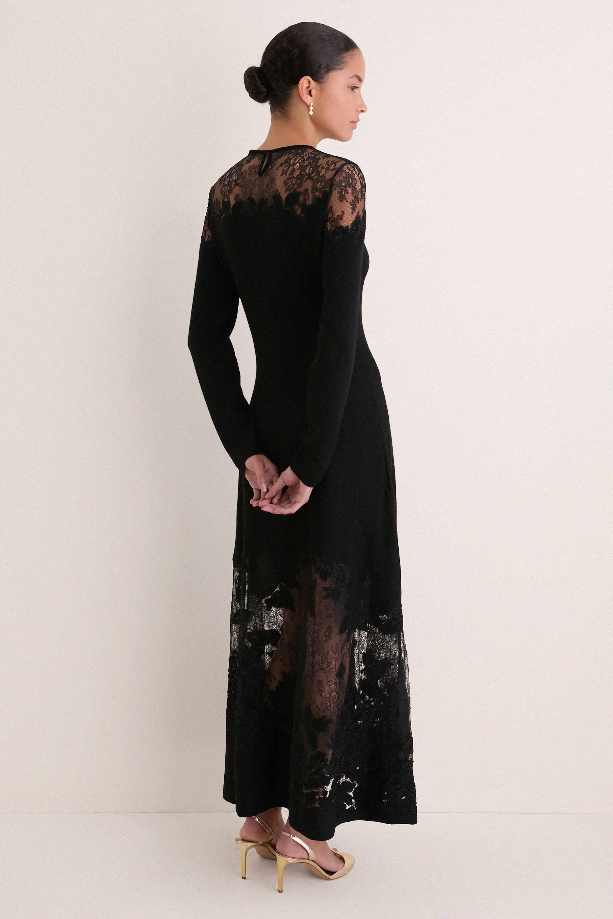 Noir Clemence Long Sleeve Lace Dress | Ulla Johnson