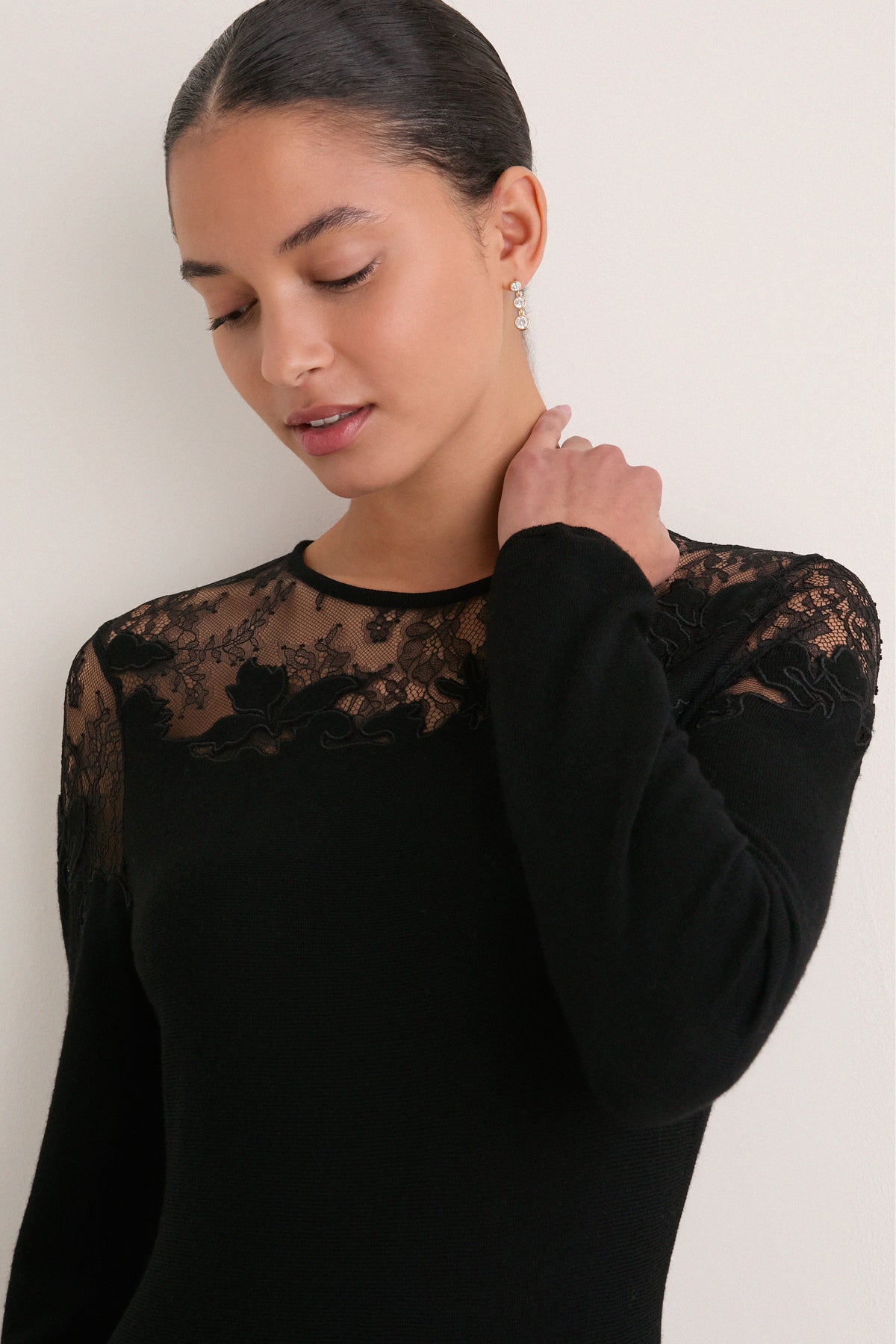 Noir Clemence Long Sleeve Lace Dress