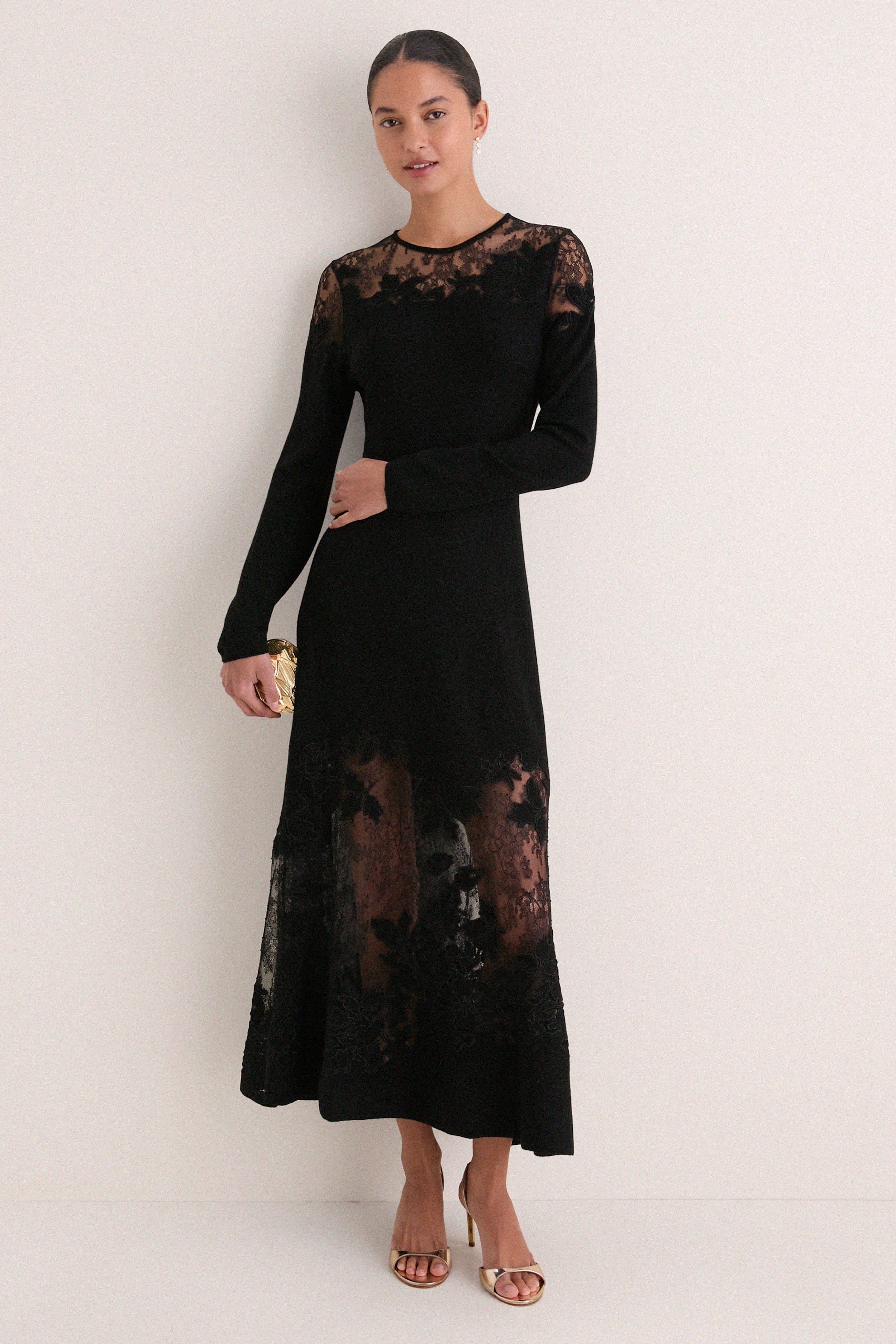 Noir Clemence Long Sleeve Lace Dress | Ulla Johnson