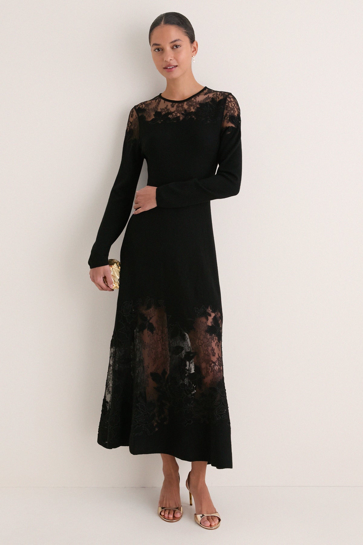 Noir Clemence Long Sleeve Lace Dress