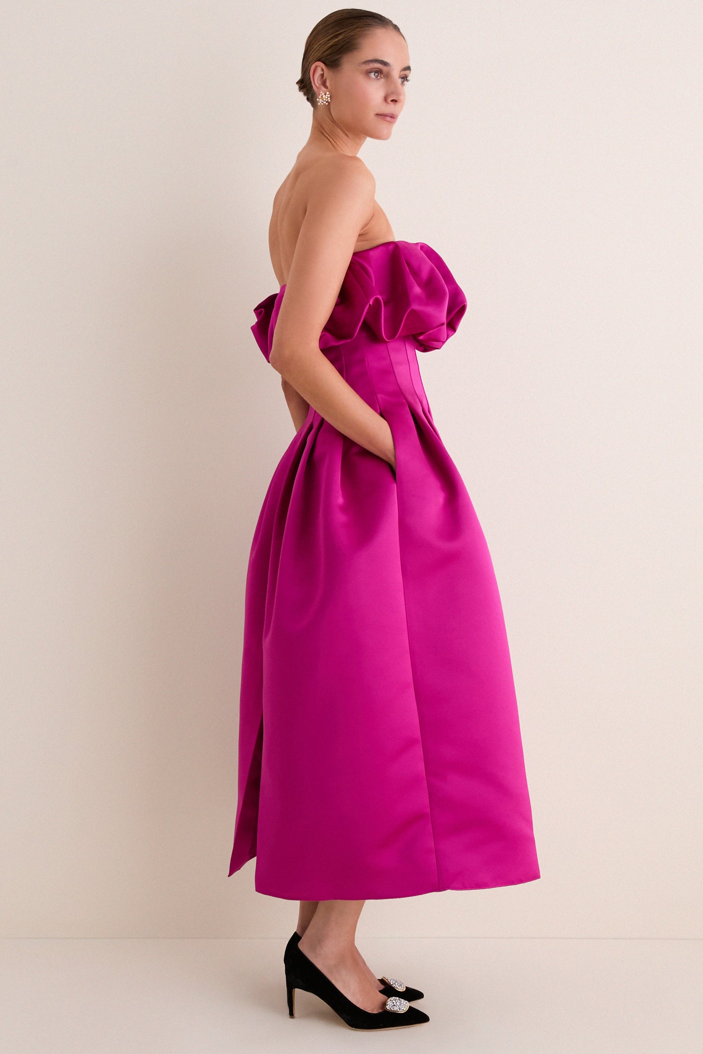 Orchid Cosima Strapless Satin Dress