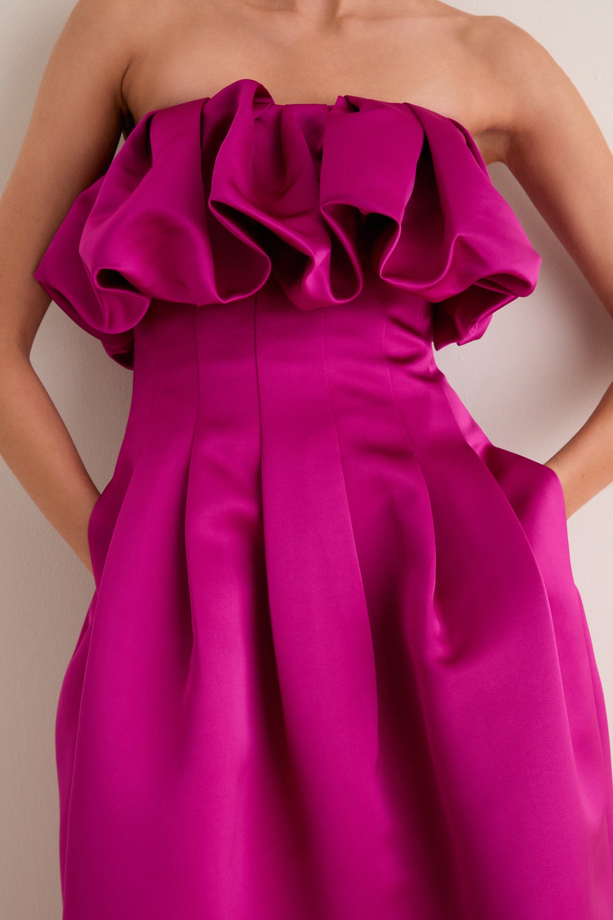 Orchid Cosima Strapless Satin Dress