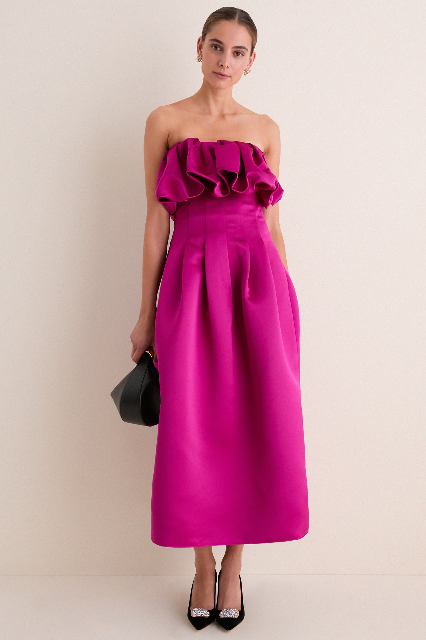 Orchid Cosima Strapless Satin Dress
