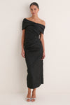 Noir Violeta Off the Shoulder Nylon Dress