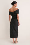 Noir Violeta Off the Shoulder Nylon Dress