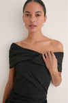 Noir Violeta Off the Shoulder Nylon Dress