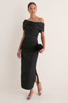 Noir Violeta Off the Shoulder Nylon Dress
