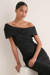 Noir Violeta Off the Shoulder Nylon Dress