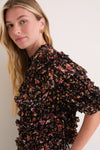 Noir Mille-Fleur Mabel Short Sleeve Silk Top