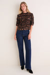 Noir Mille-Fleur Mabel Short Sleeve Silk Top