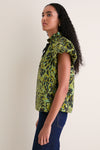Chartreuse Estela Short Sleeve Cotton Top