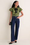 Chartreuse Estela Short Sleeve Cotton Top