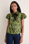 Chartreuse Estela Short Sleeve Cotton Top
