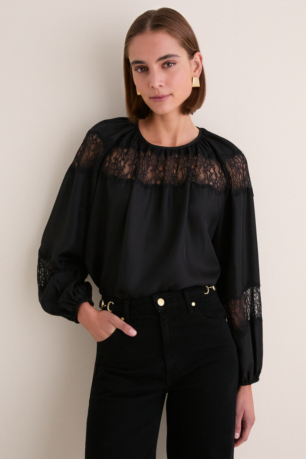Noir Bess Long Sleeve Silk Blouse