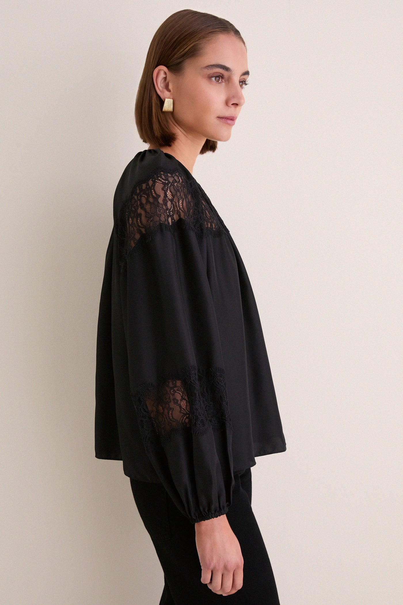 Noir Bess Long Sleeve Silk Blouse
