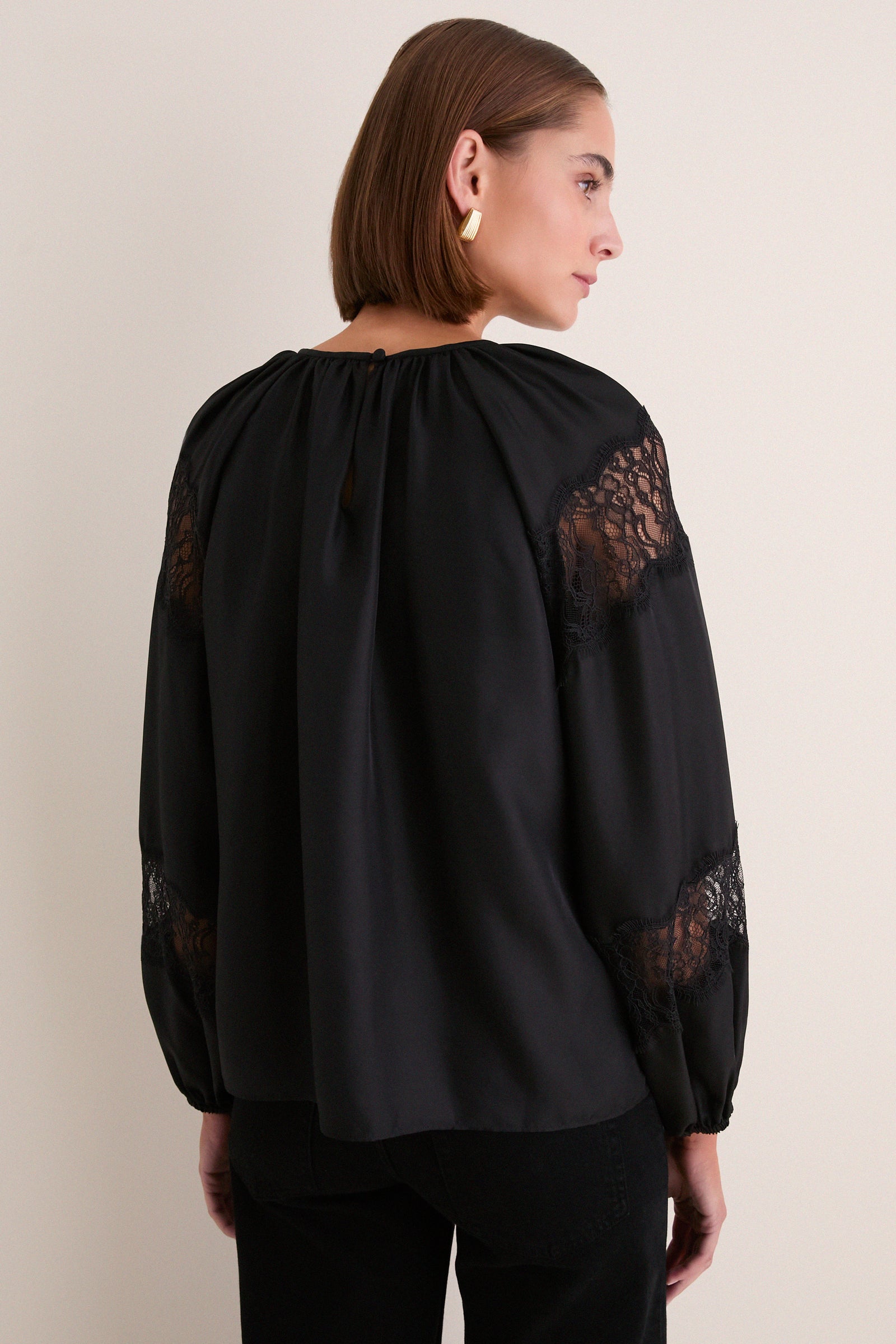 Noir Bess Long Sleeve Silk Blouse