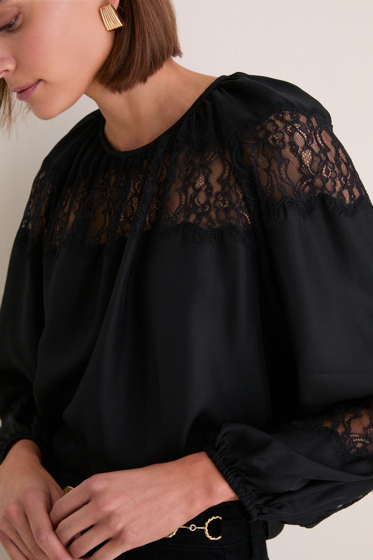 Noir Bess Long Sleeve Silk Blouse