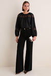 Noir Bess Long Sleeve Silk Blouse