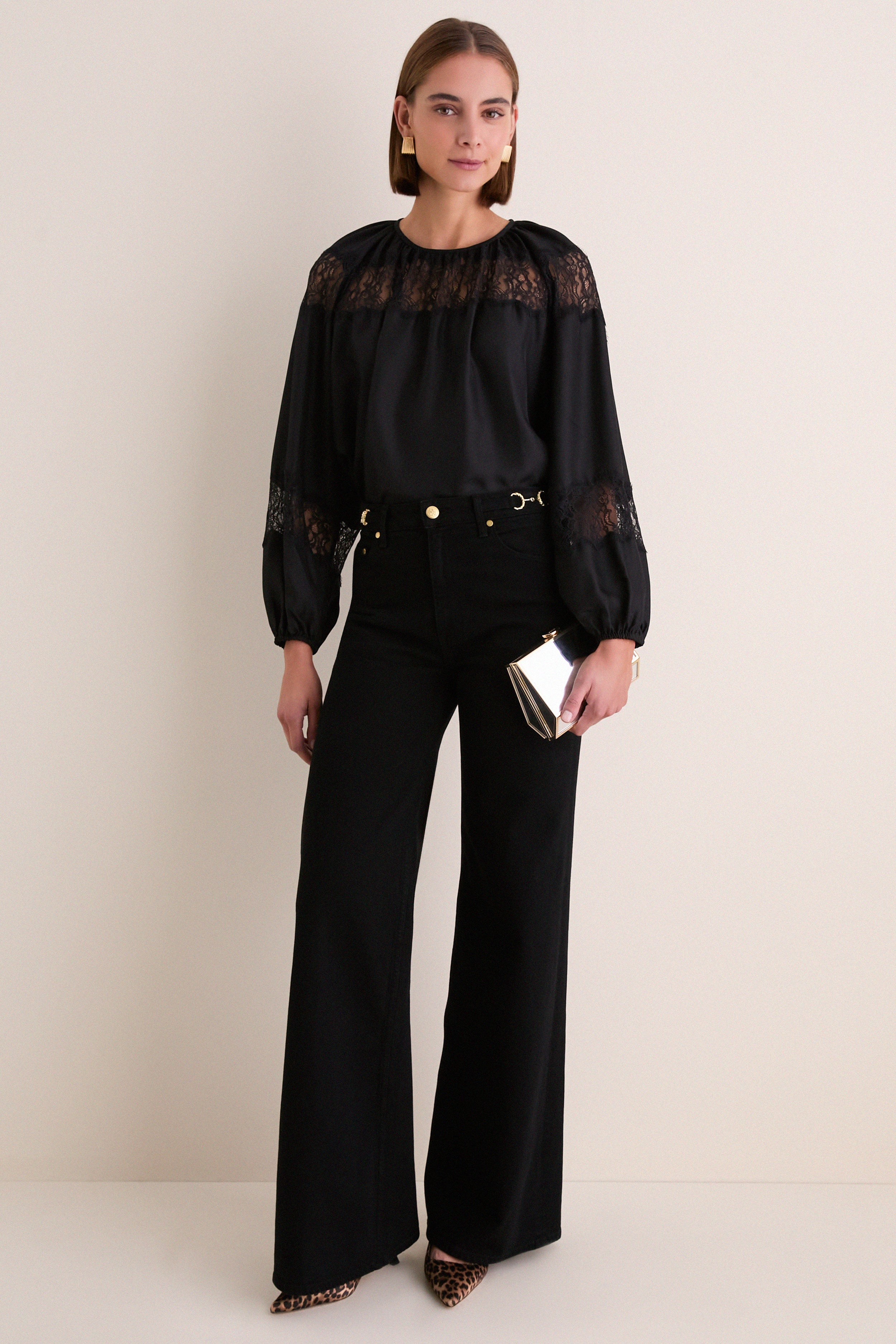 Noir Bess Long Sleeve Silk Blouse