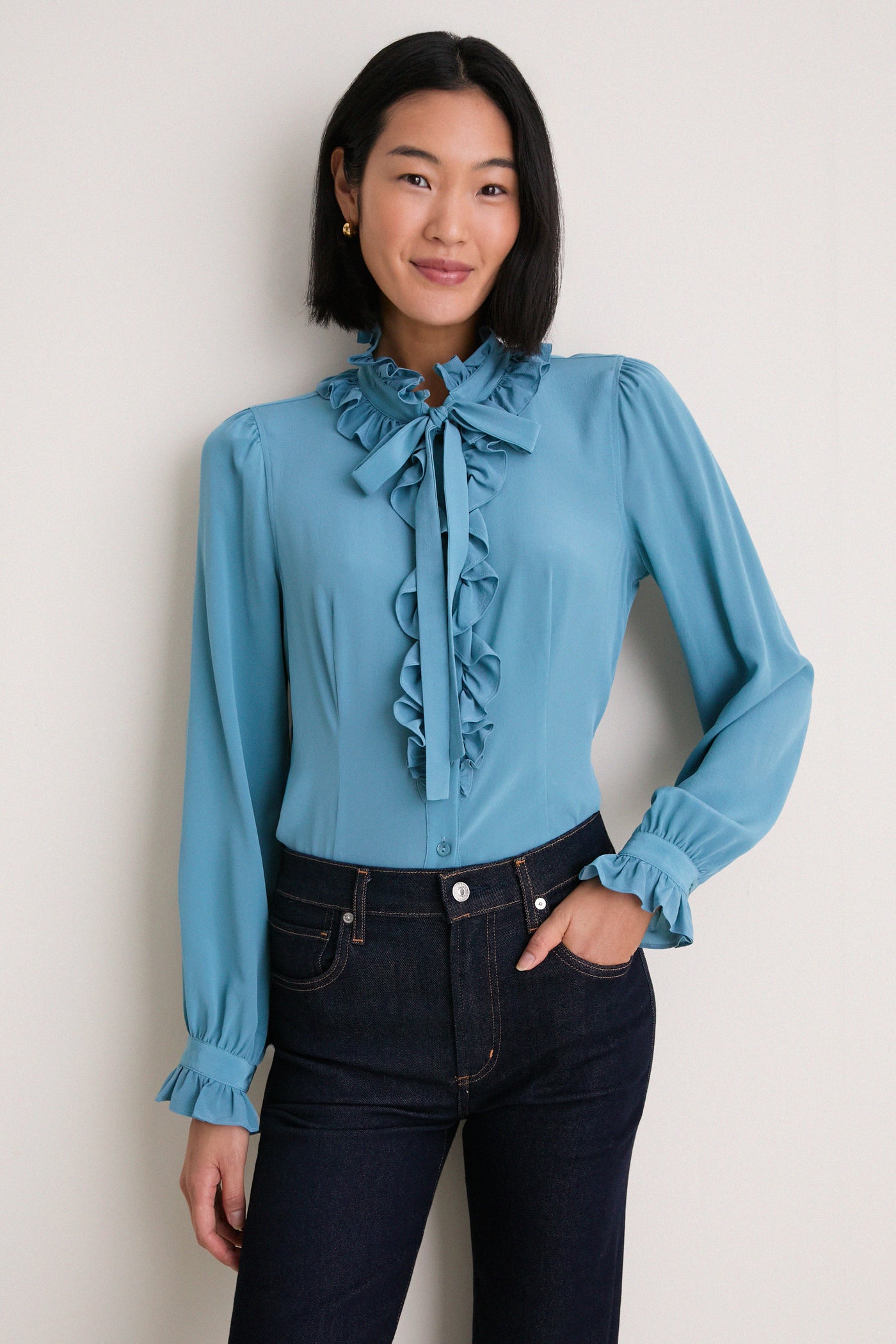 Heron Catroux Long Sleeve Silk Blouse