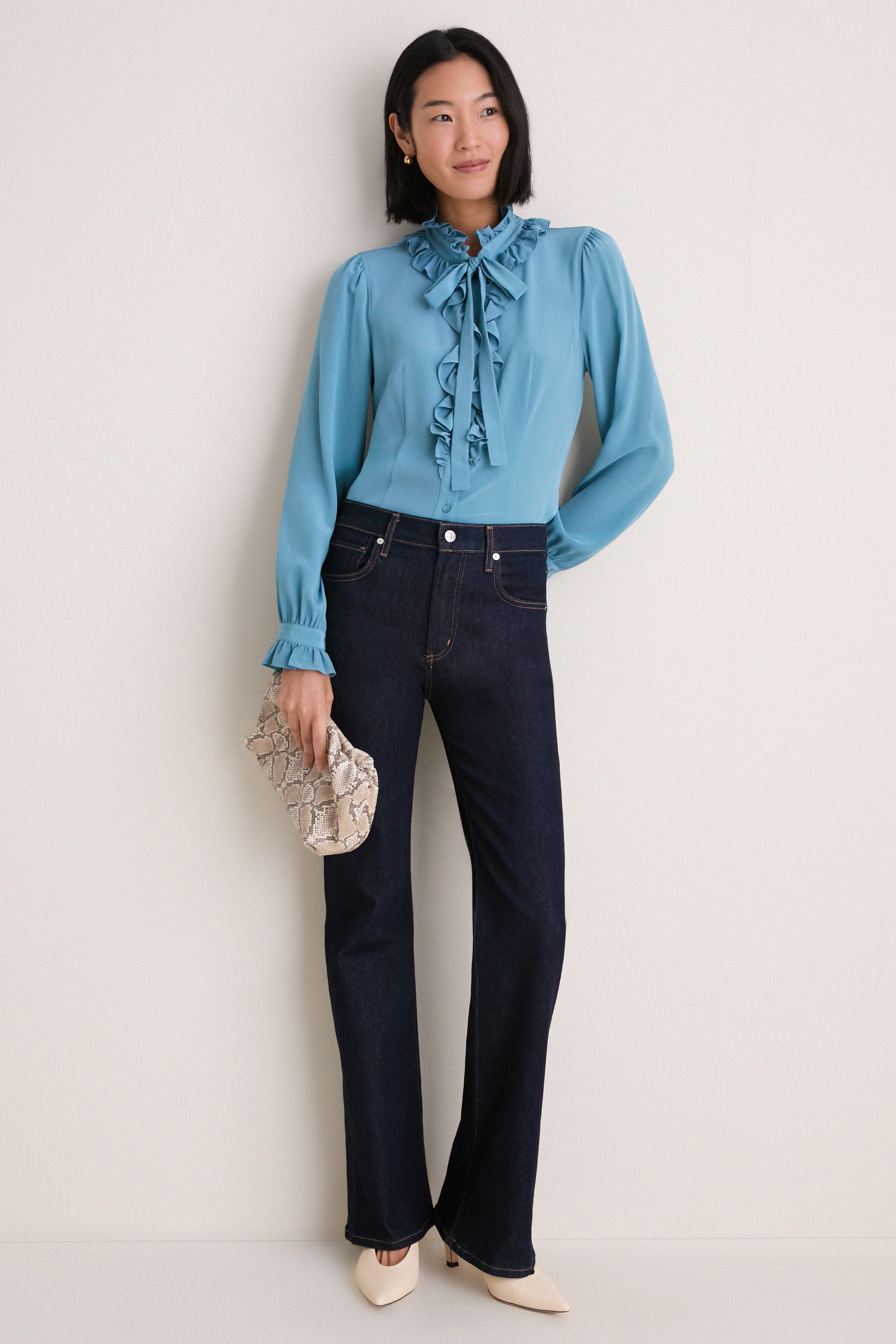 Heron Catroux Long Sleeve Silk Blouse