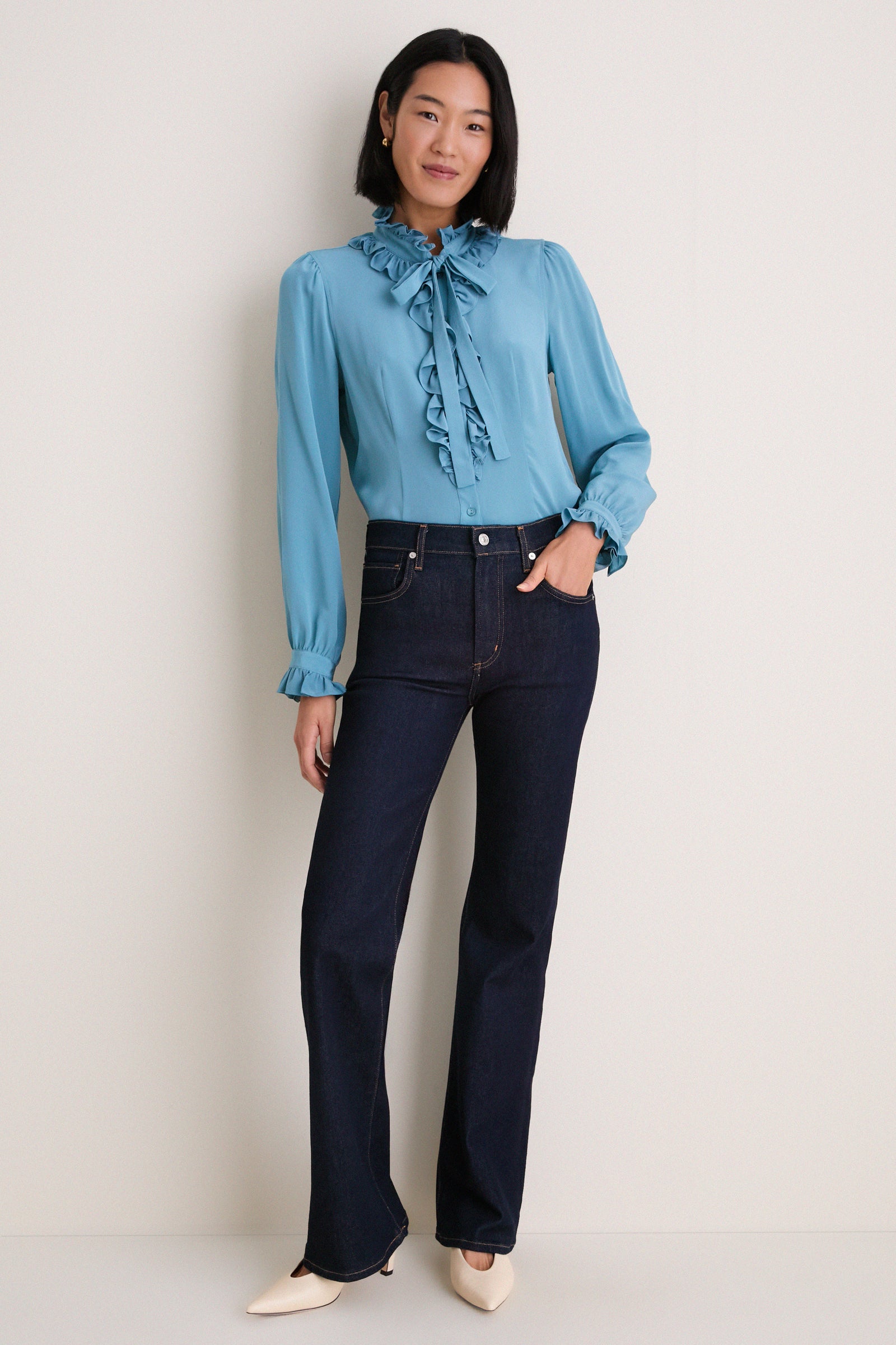 Heron Catroux Long Sleeve Silk Blouse