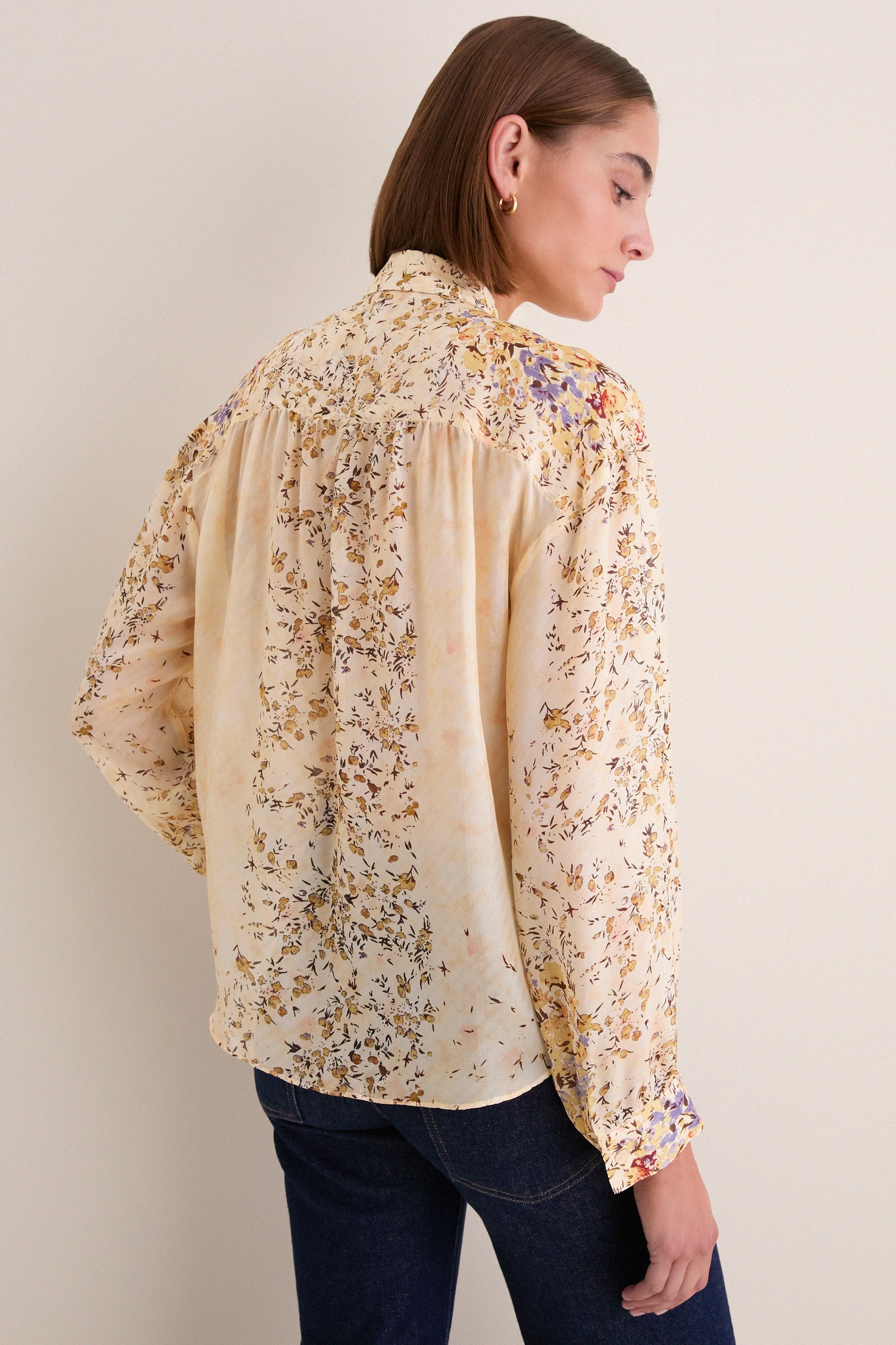 Forsythia Gesture Long Sleeve Silk Blouse