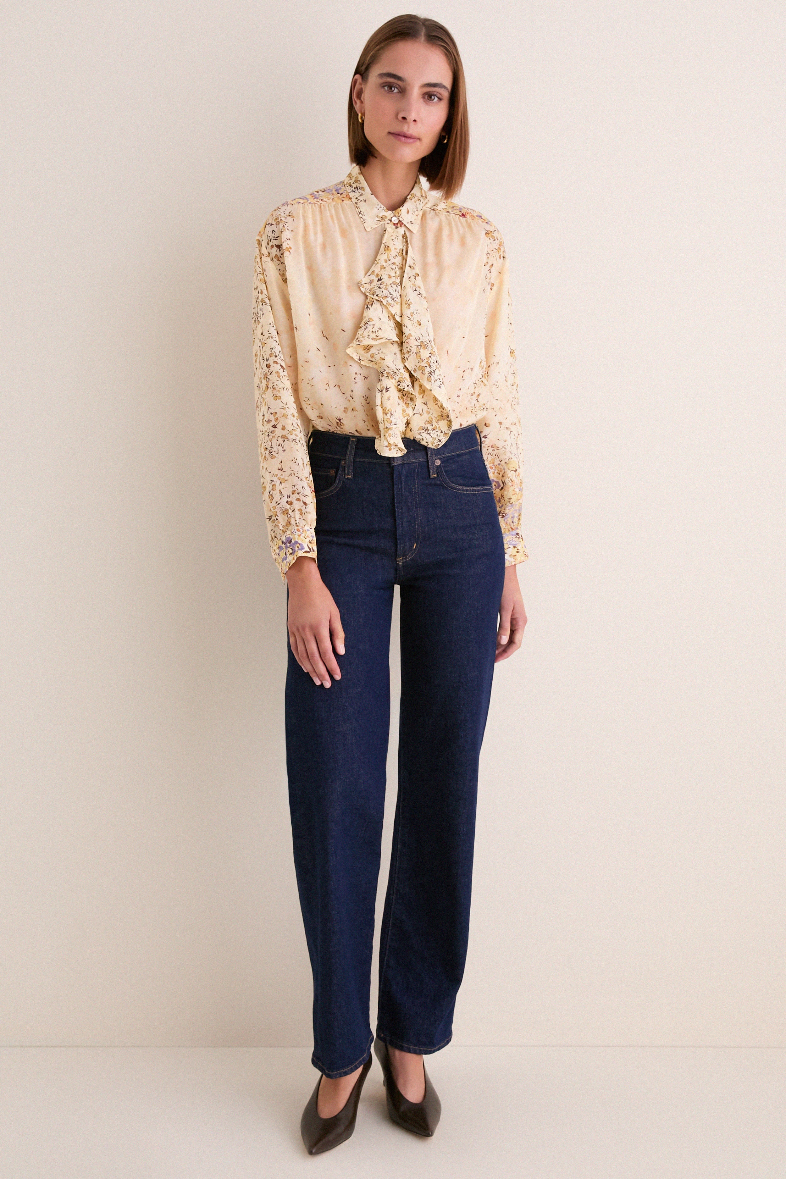 Forsythia Gesture Long Sleeve Silk Blouse