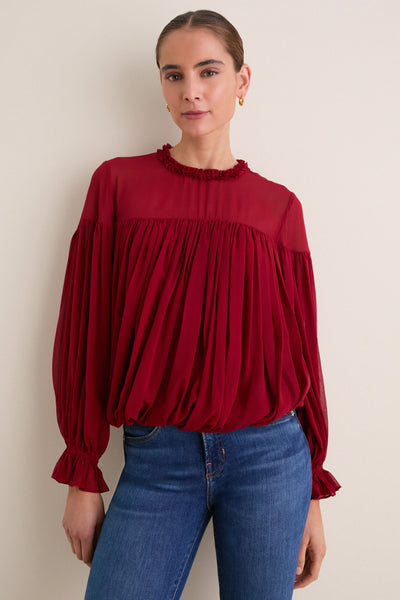 Cerise Pearl Long Sleeve Blouse | Ulla Johnson