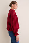 Cerise Pearl Long Sleeve Blouse