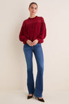 Cerise Pearl Long Sleeve Blouse