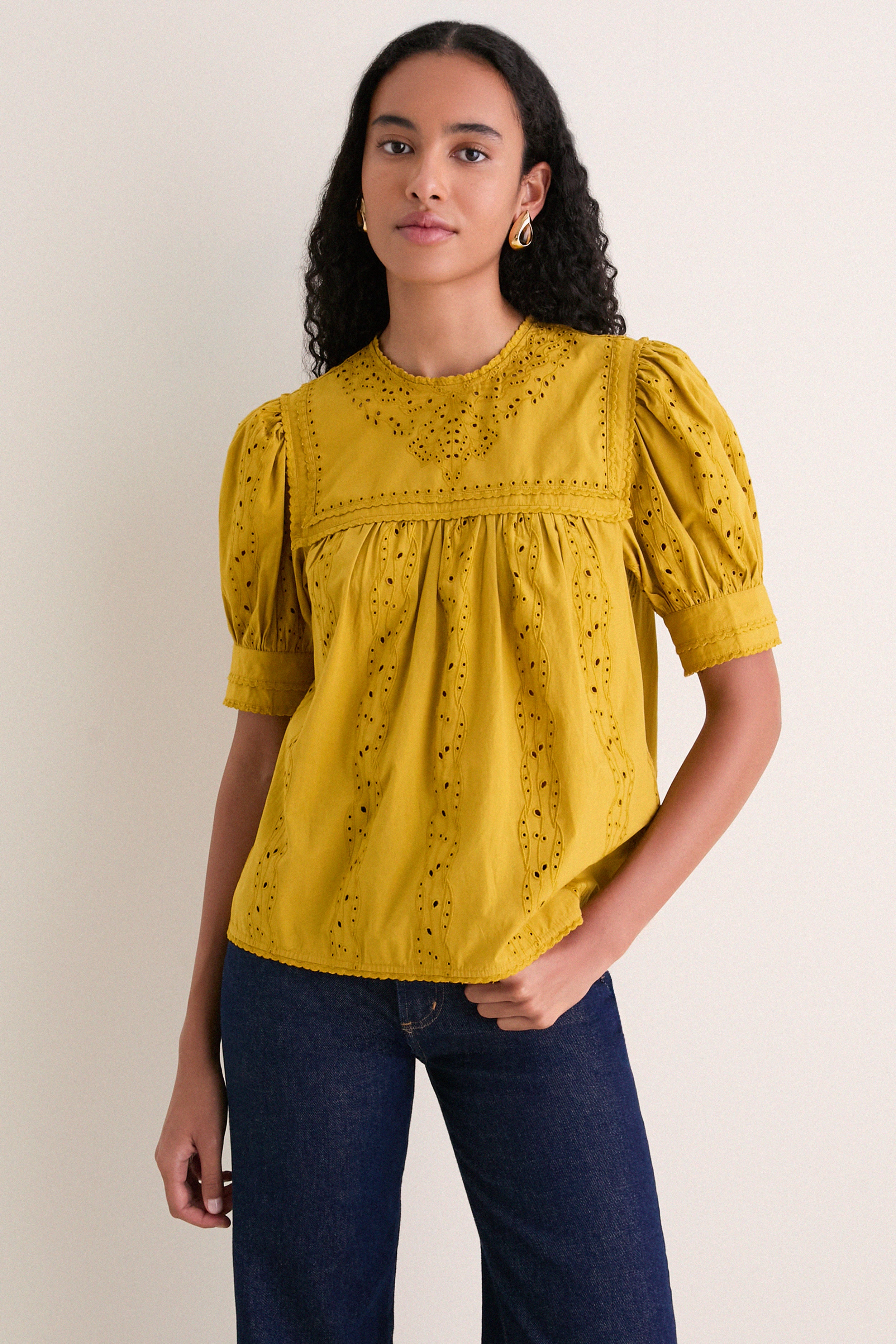 Citrine Una Short Sleeve Cotton Top