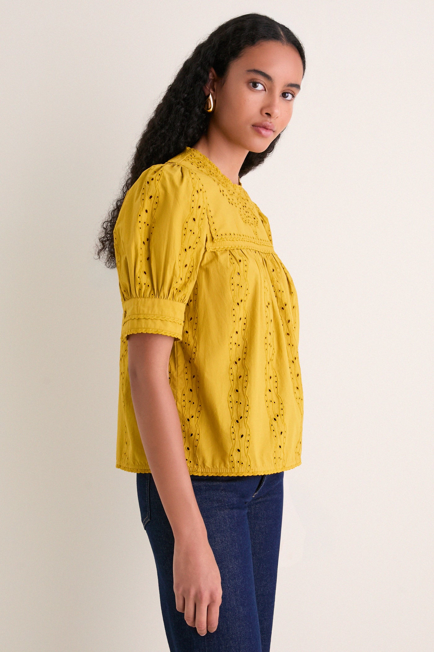 Citrine Una Short Sleeve Cotton Top