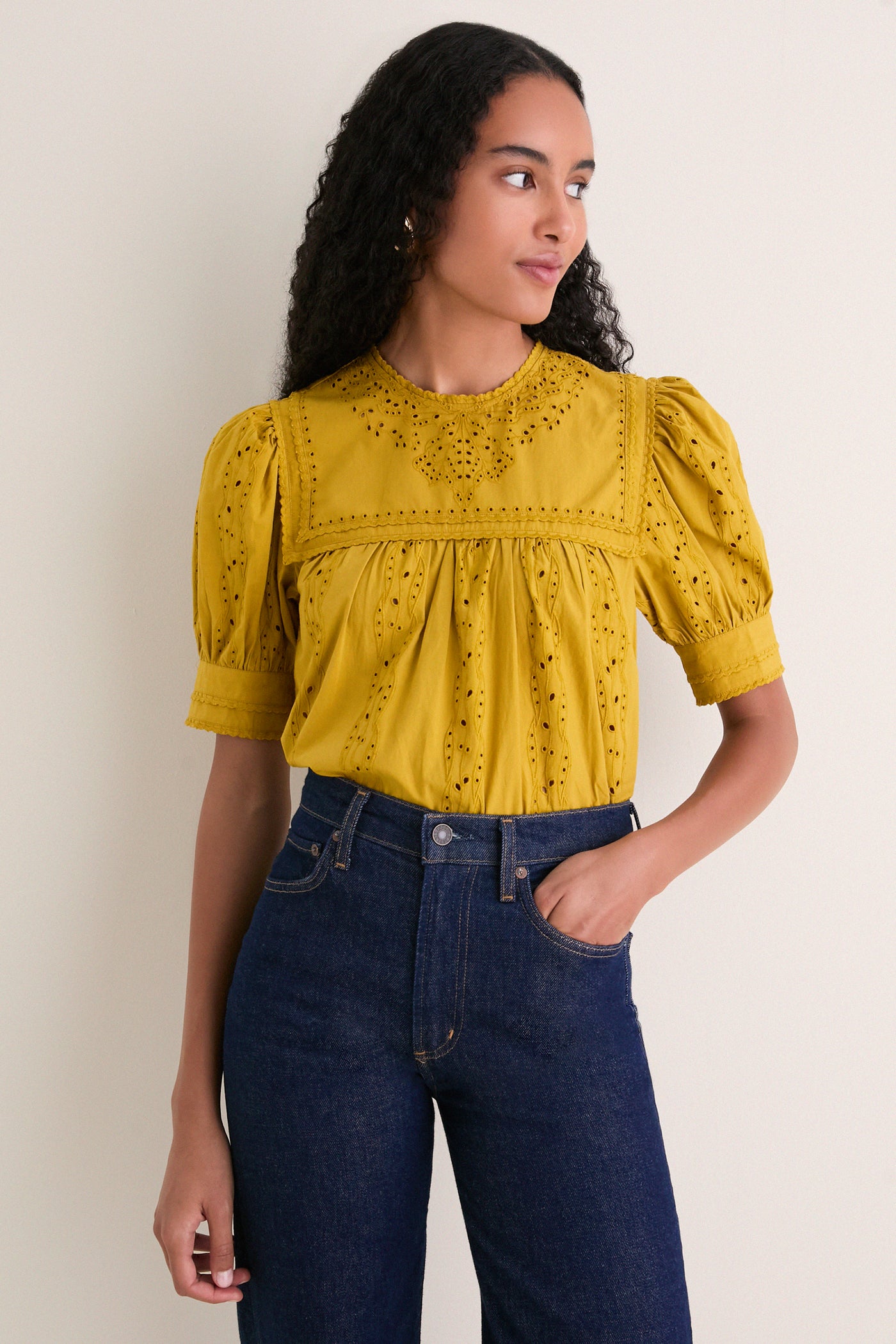 Citrine Una Short Sleeve Cotton Top