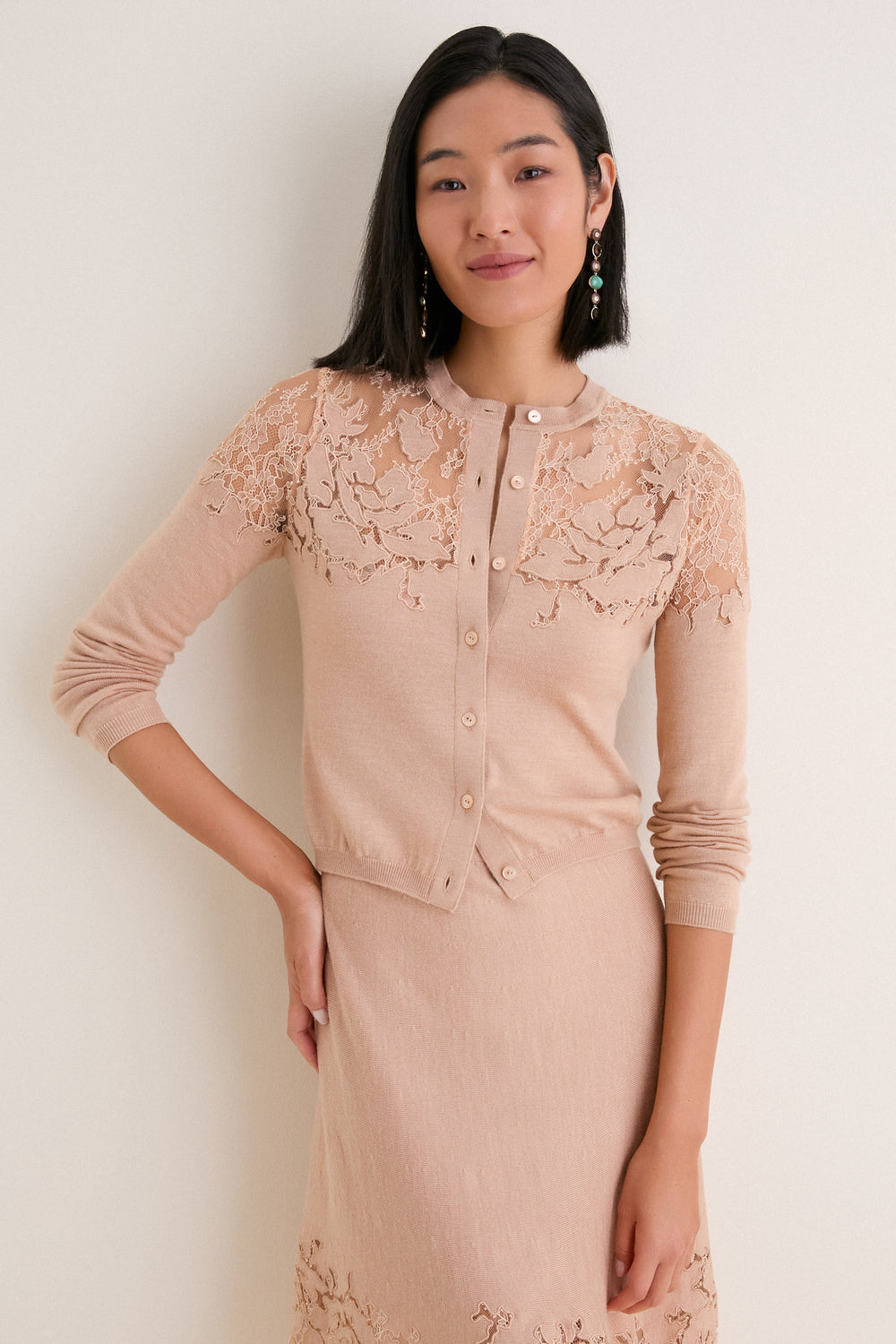 Almond Talia Lace Cardigan