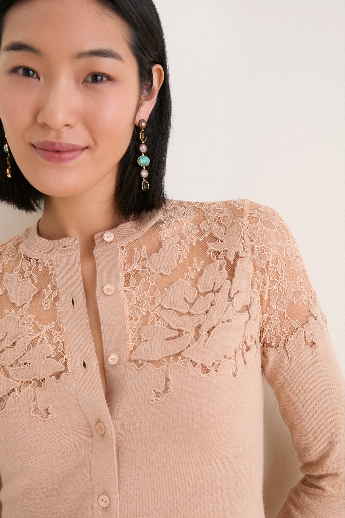 Almond Talia Lace Cardigan