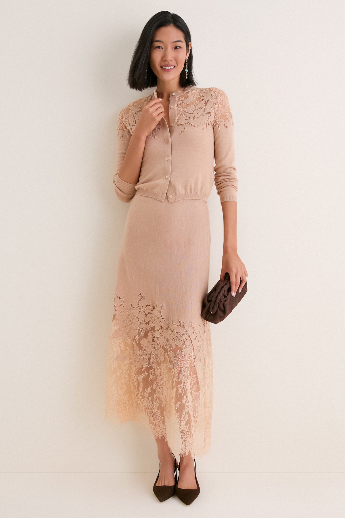 Almond Talia Lace Cardigan