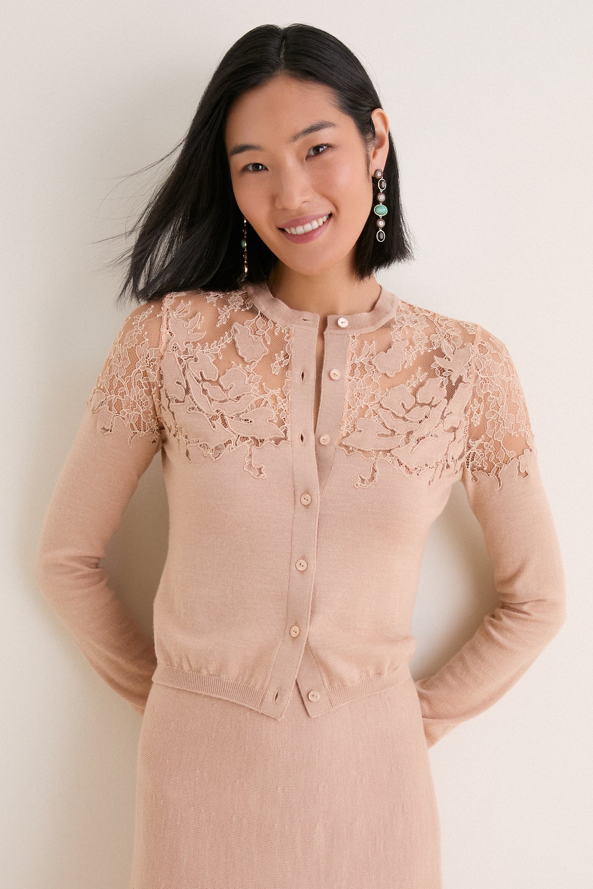 Almond Talia Lace Cardigan