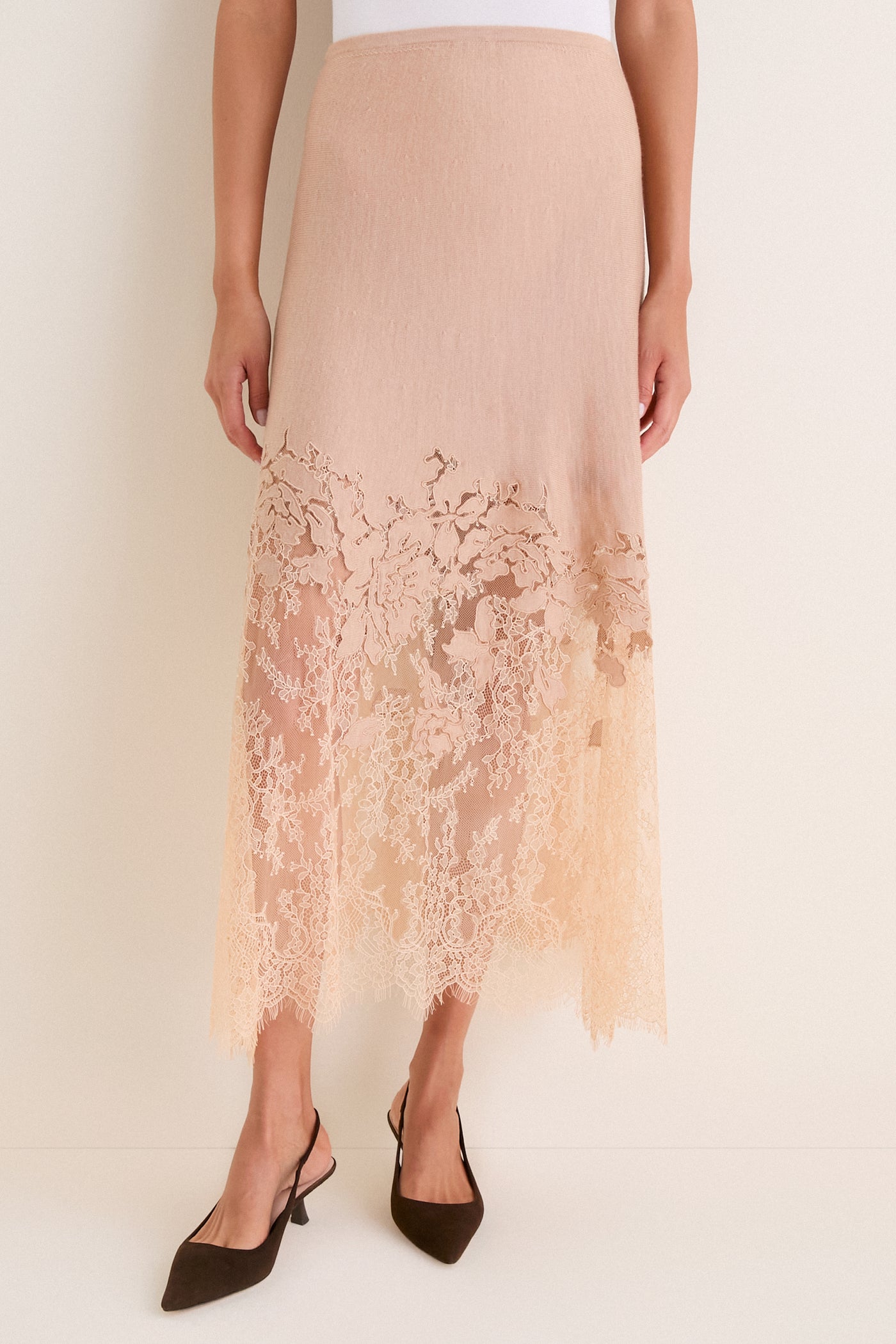 Almond Josina Lace Midi Skirt