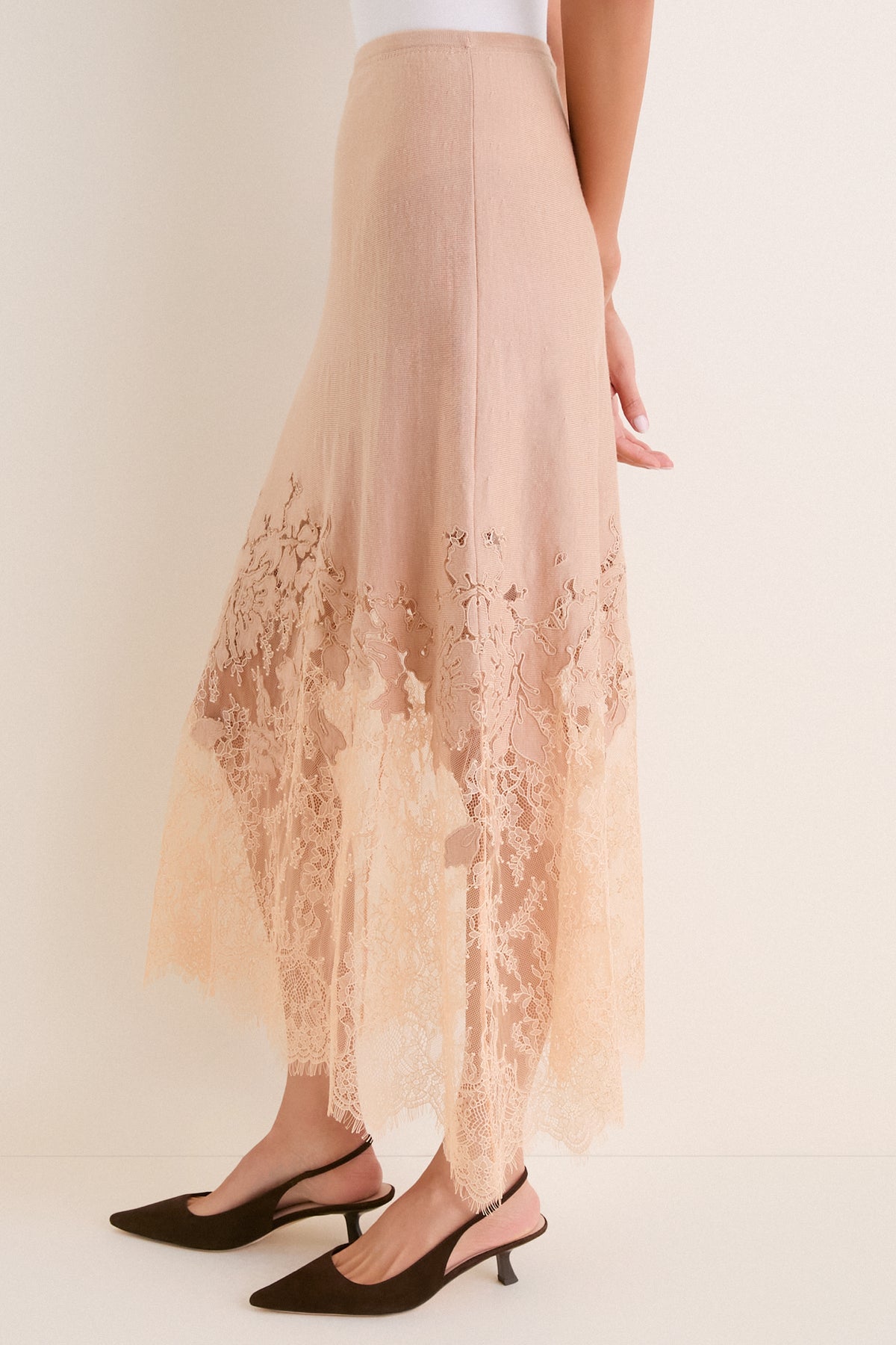 Almond Josina Lace Midi Skirt