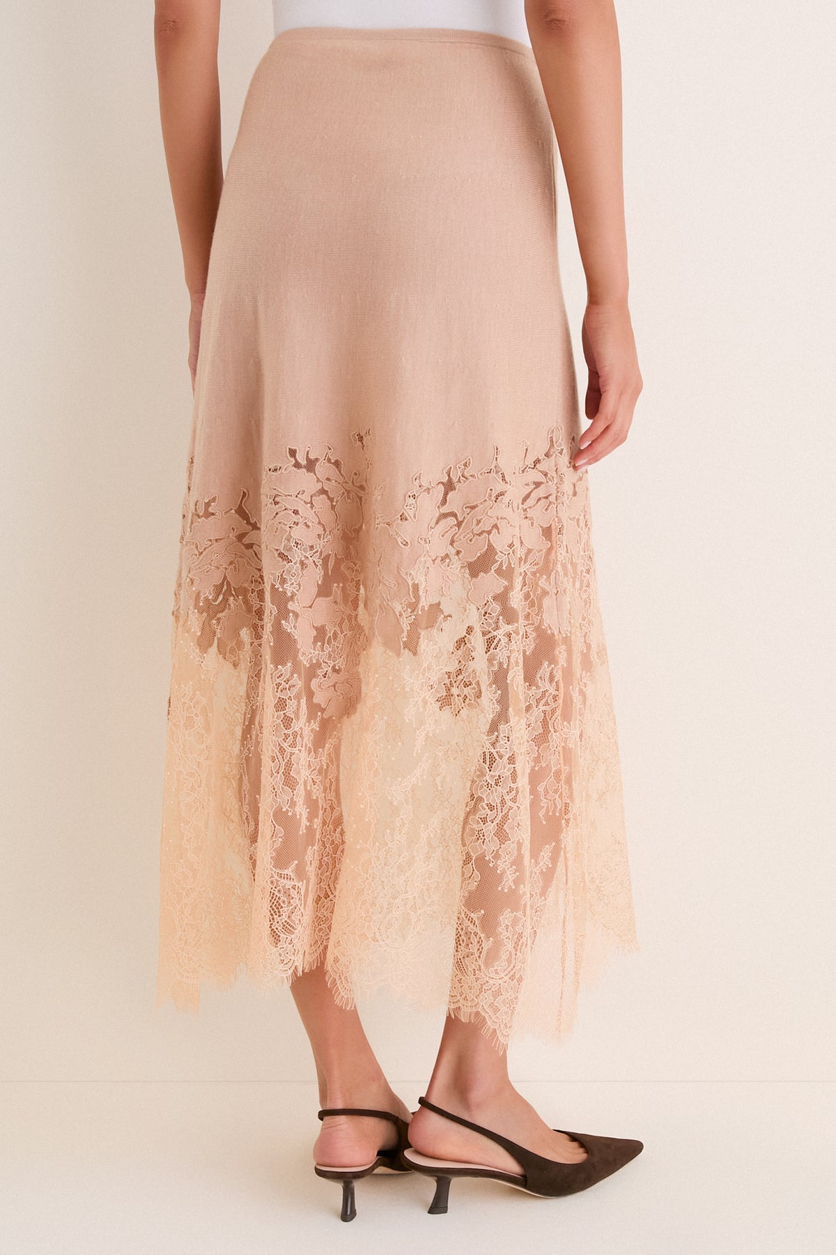 Almond Josina Lace Midi Skirt