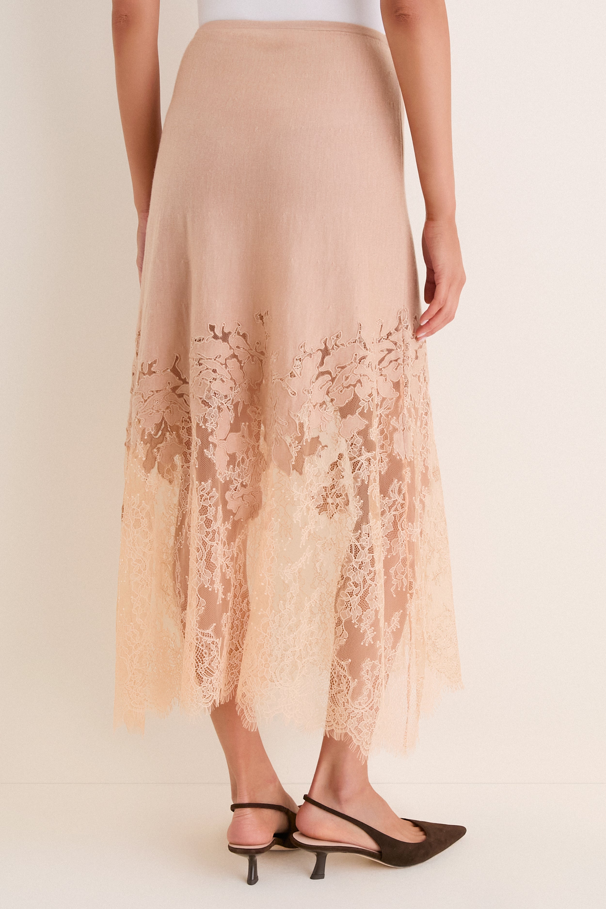 Almond Josina Lace Midi Skirt