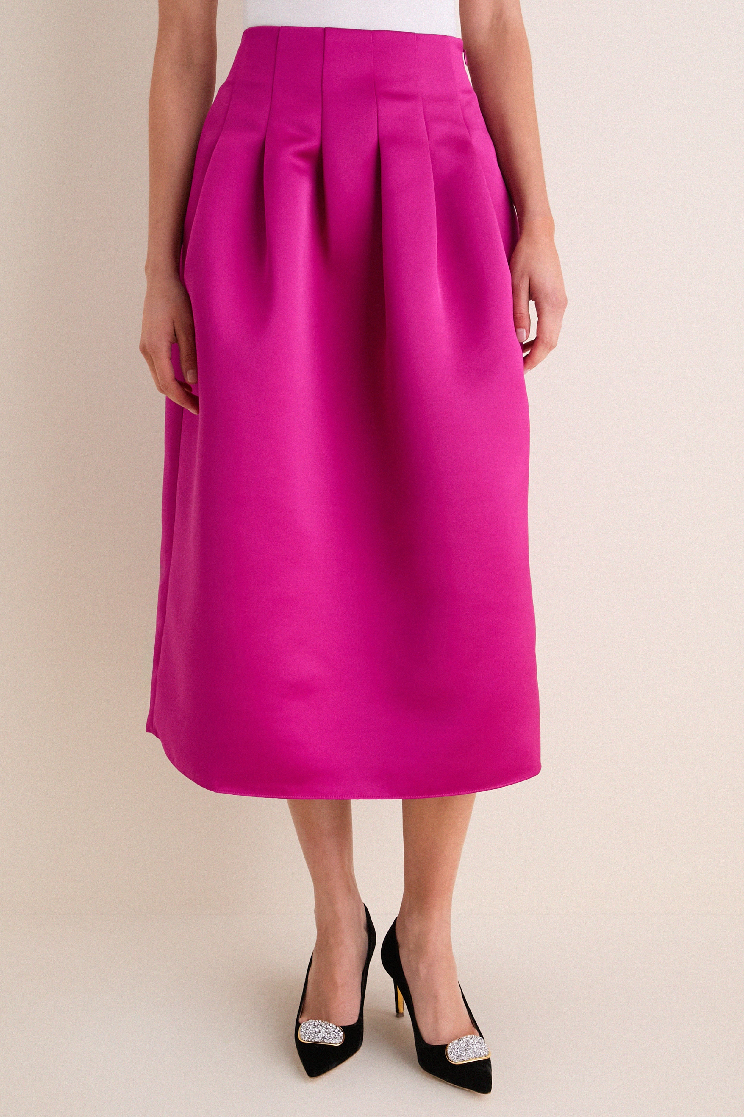 Orchid Delara Satin Midi Skirt
