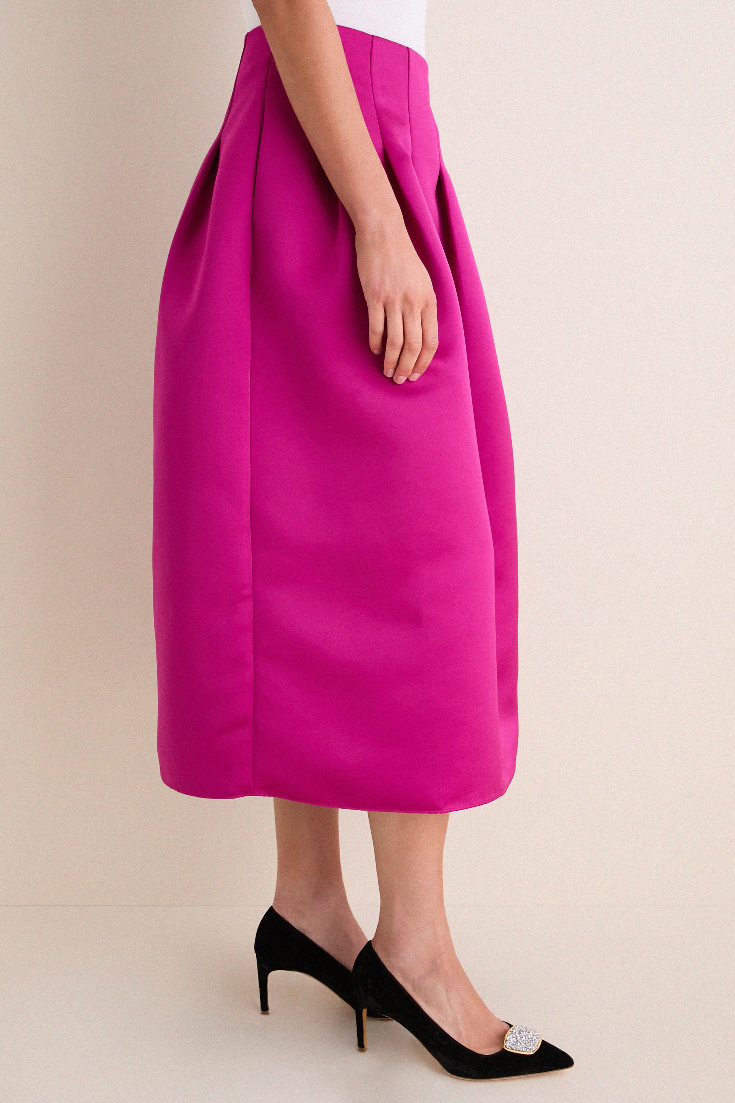 Orchid Delara Satin Midi Skirt