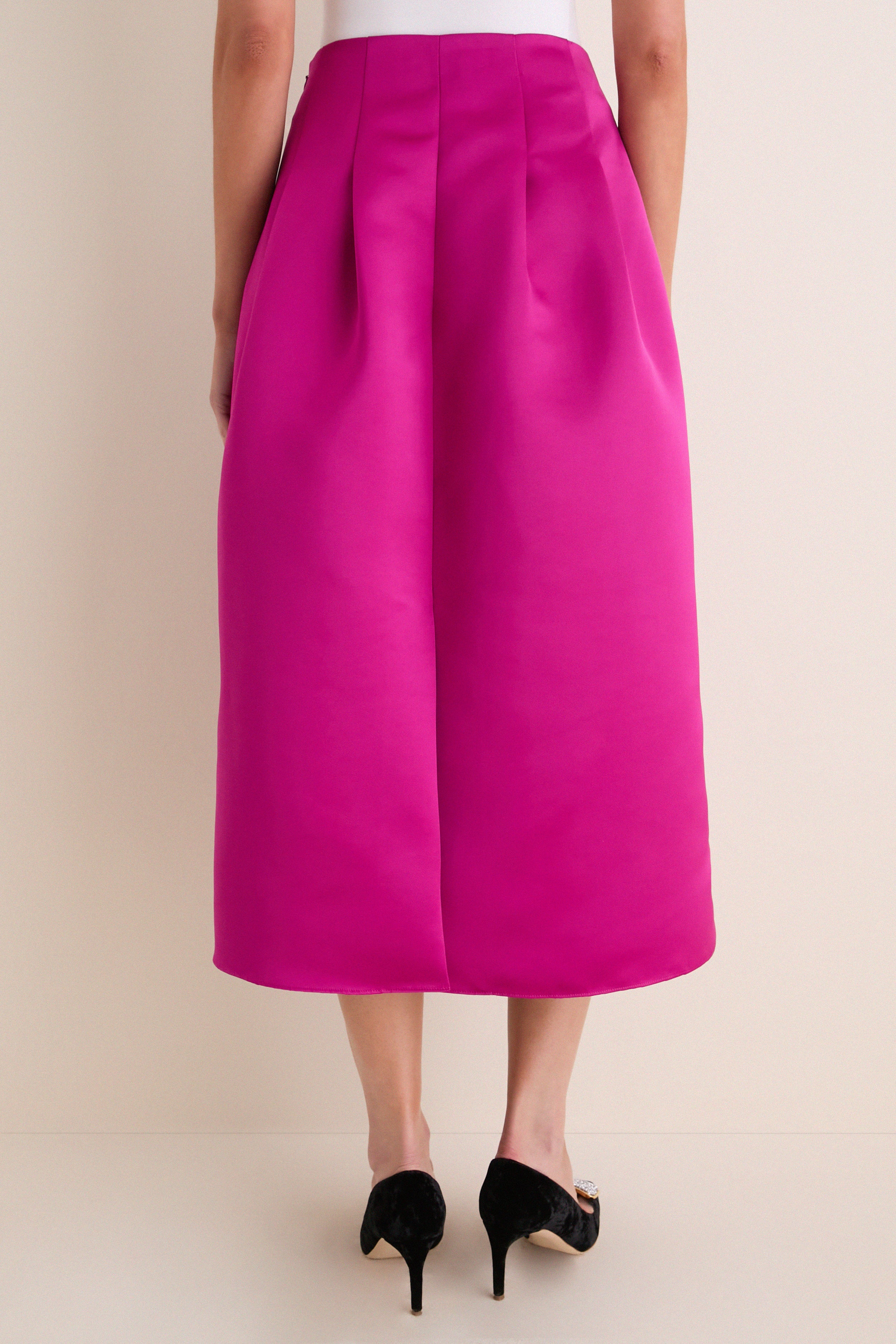 Orchid Delara Satin Midi Skirt