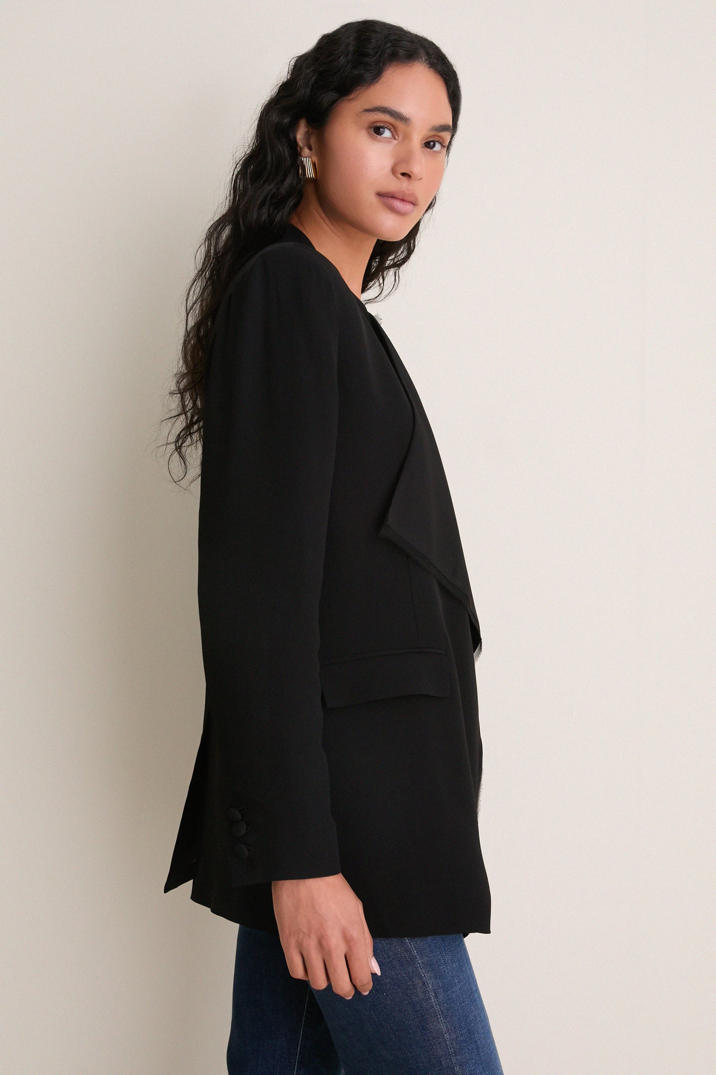 Noir Elea Draped Jacket
