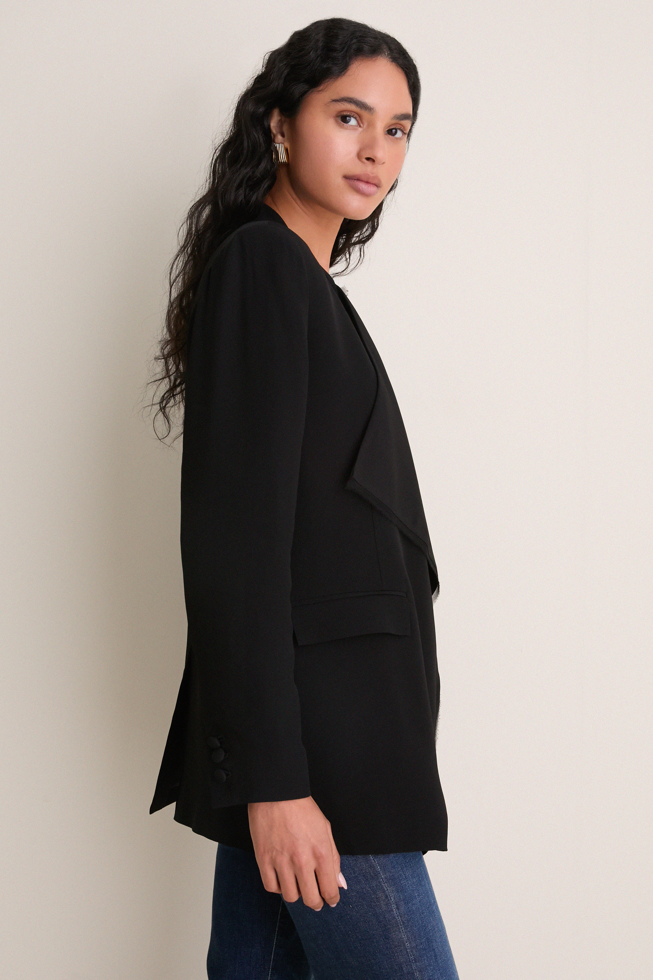 Noir Elea Draped Jacket