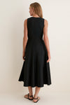 Black Cotton Poplin Stella Midi Dress