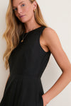 Black Cotton Poplin Stella Midi Dress