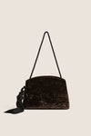 Brown Crushed Velvet Tassel Clutch